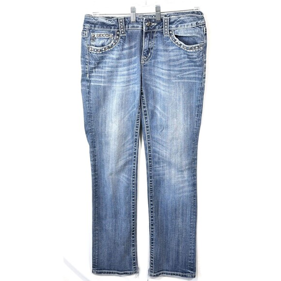 Miss Me Women's Studded Jeans Sz 31 JE4288T11L Straight Leg - Picture 1 of 14
